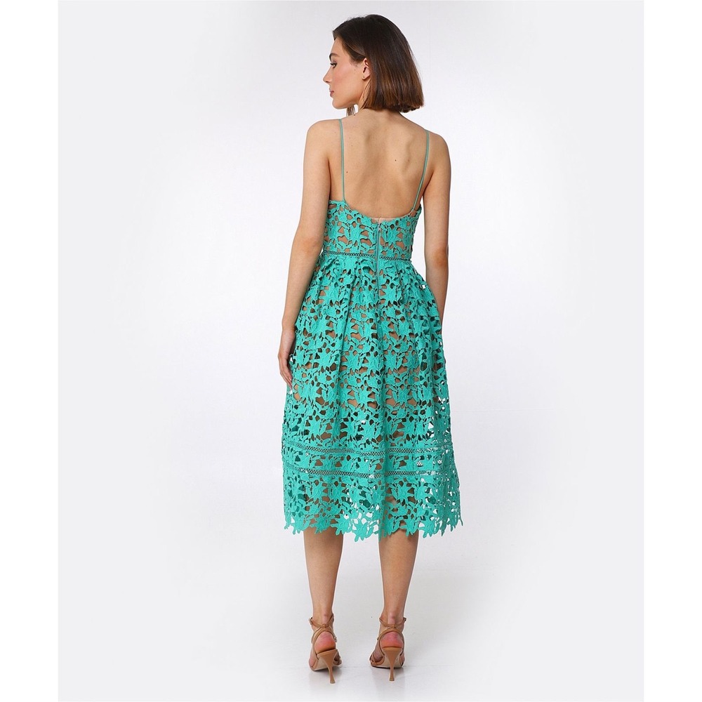 Self-Portrait Azaelea Midi Dress Spearmint Green Womens 6 - Picture 2 of 15